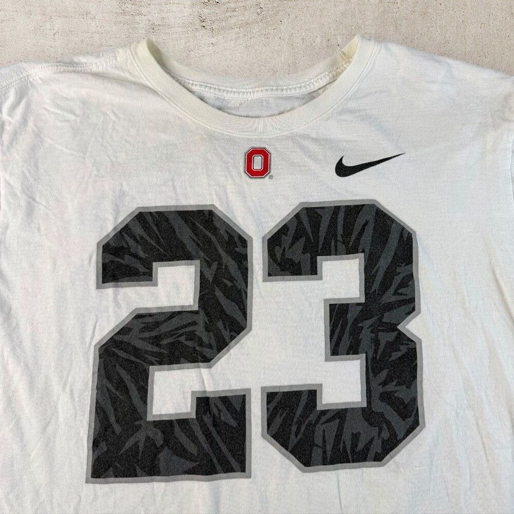 Nike LeBron James Ohio State Buckeyes Player Shirt Men’s XXL White #23 Rare Y2K